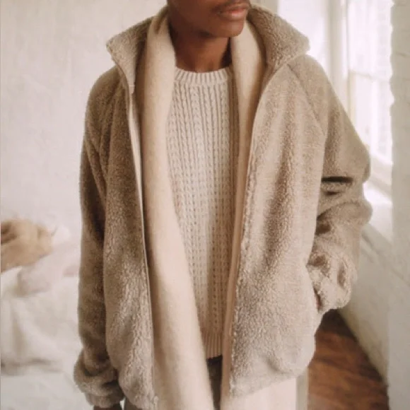 Retro BDG Raglan High Pile Fleece Mock Neck Full Zip Jacket
